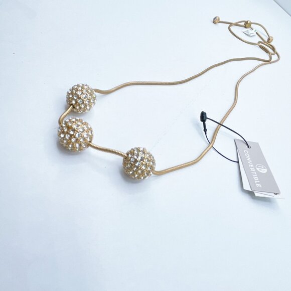 NWT Chicos Gold-Tone Convertible Necklace With Crystal Beaded Accents Adjustable - Picture 5 of 8